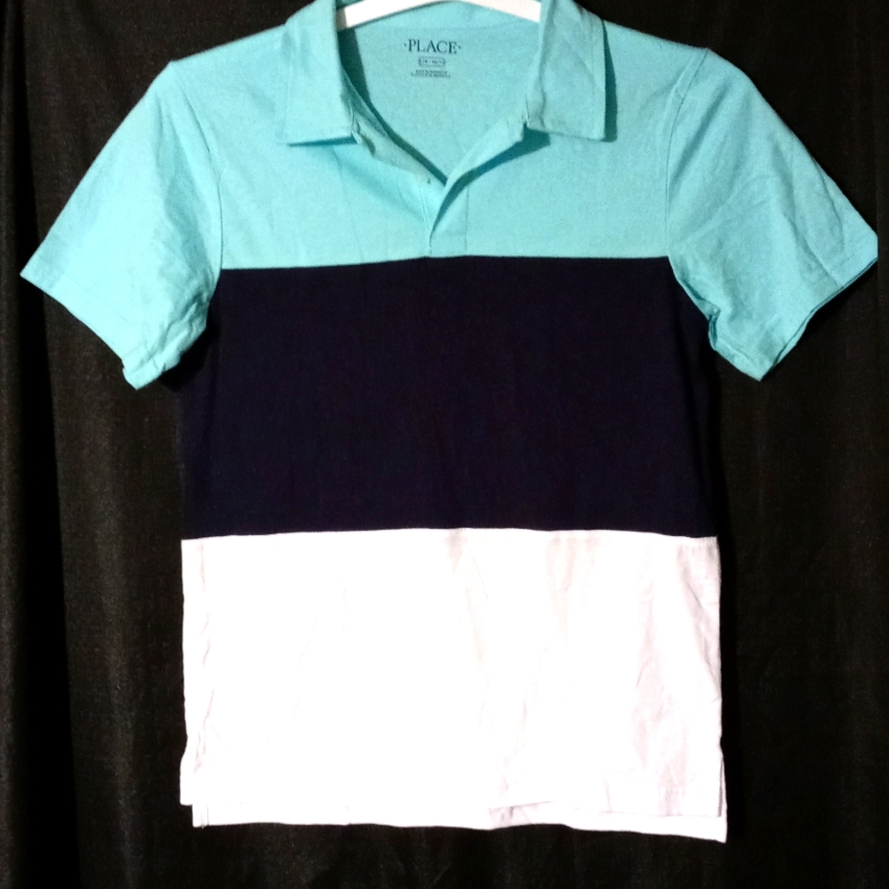 The Children's Place Teal, Navy, and White Polo 10/12